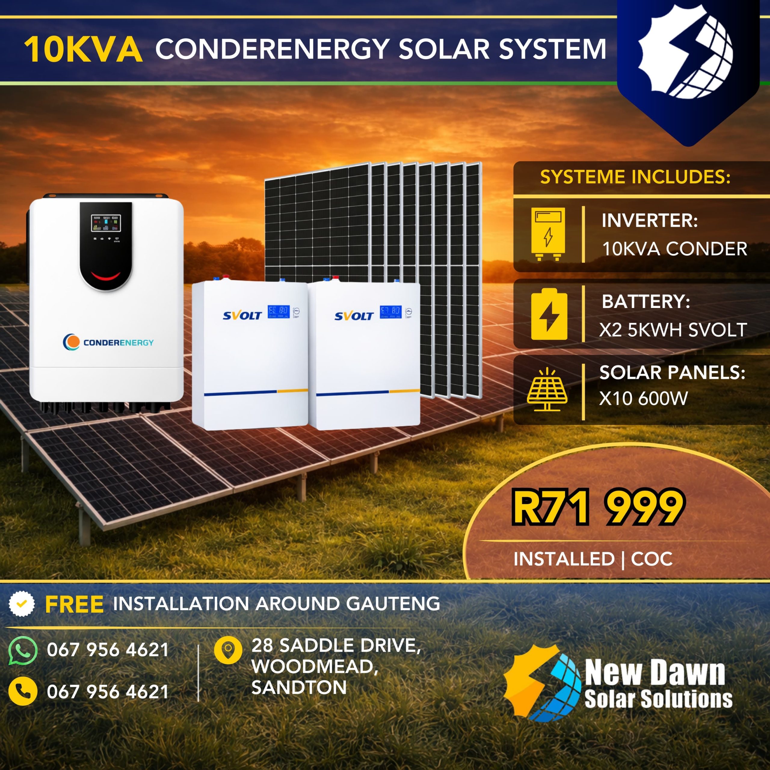 10KW CONDERENERGY OFF-GRID SOLAR SYSTEM